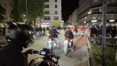 A striking group of bikers Stock Footage 312320254