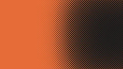 Striking halftone image with black and orange circle dots Stock Footage 270406498
