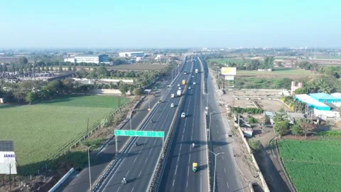 Striking high angle vertical aerial view documenting an expansive multi lane Stock Footage 338998049