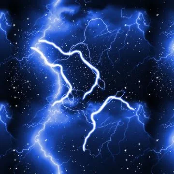 A striking image of a bright blue lightning bolt piercing through a dark sk.. Stock Illustration