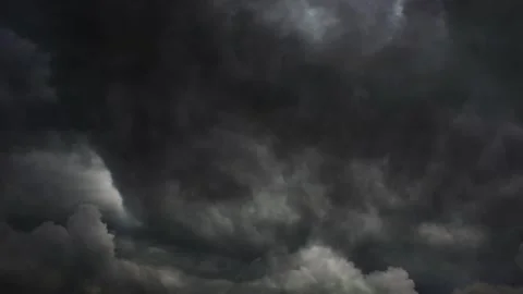striking lightning bolts in dark clouds. | Stock Video | Pond5