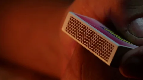 Striking a Match Close-Up Stock Footage 74513437