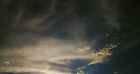 Striking mid-summer cloudscape of high-altitude cirrus and cirrostratus clouds. Stock Footage 340045015