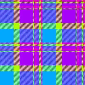 This striking neon plaid pattern blends electric purple, blue, and lime gre.. Stock Illustration