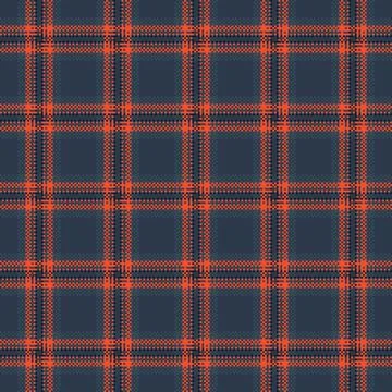 Striking orange and navy pixel art plaid pattern. This seamless digital tar.. 스톡 일러스트