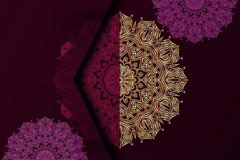 A striking purple and gold pattern elegantly contrasts against a dark Stock Illustration