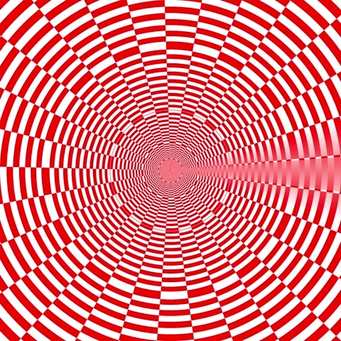 A striking red and white optical illusion pattern creating a mesmerizing tu.. Stock Footage 305718255