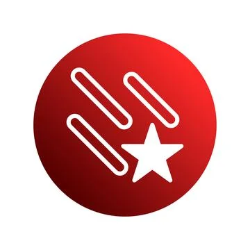 Striking red circle logo design showcasing a stylized star and three diagon.. Stock Illustration