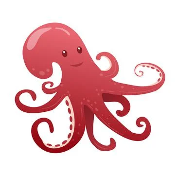 Striking Red Octopus Illustration: A Mesmerizing Marine Creature in Vibrant Hues Stock Illustration