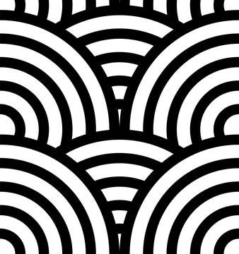 Striking seamless pattern featuring abstract black and white concentric arc.. Stock Illustration