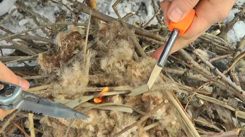 Striking sparkles into tinder Stock Footage 47652125