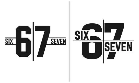 A striking visual composition showcasing the number sixty seven represented.. Illustrazione stock
