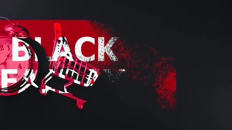A striking visual representation of Black Friday with a shopping cart and a.. Stock Photos