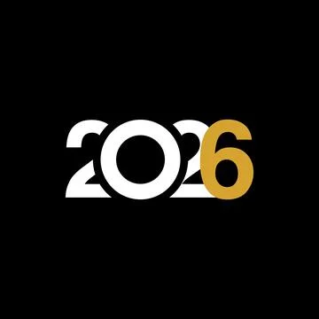 A striking visual representation of the year 2026, featuring bold white and.. Stock Illustration