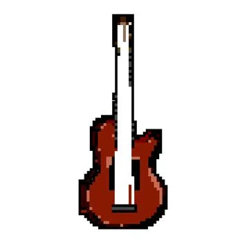 String acoustic guitar game pixel art vector illustration Stock Illustration