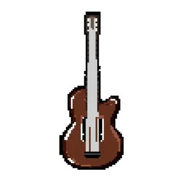 String acoustic guitar pixel art vector illustration Stock Illustration