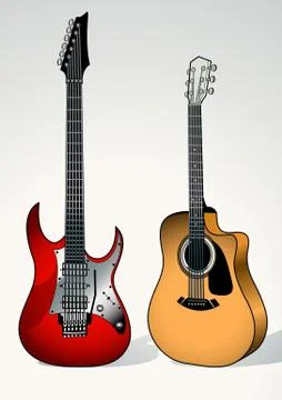 String and electric guitar next to each other Stock Illustration