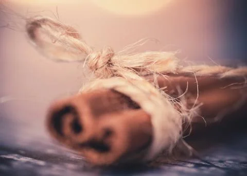 String around a cinnamon stick Stock Photos