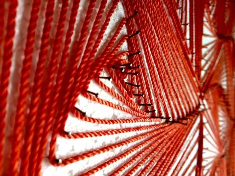 String art diy red with needles Stock Photos