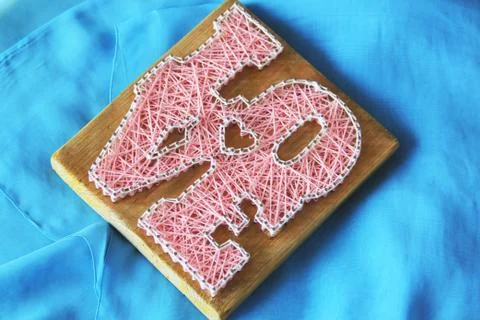 String Art. Handmade board Stock Photos