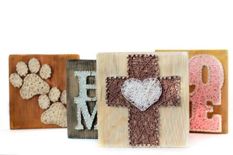 String Art. Handmade board Stock Photos