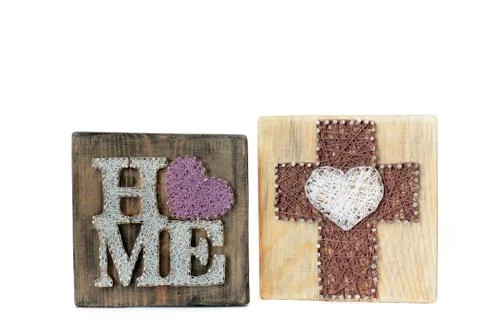 String Art. Handmade board Stock Photos