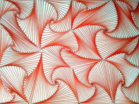 String art made of red thick string and needles Stock Photos