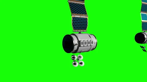 A string of artificial earth satellites orbiting next to each other. animatio Stock Footage 159639144