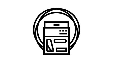String badminton line icon animation Stock Footage 326137512