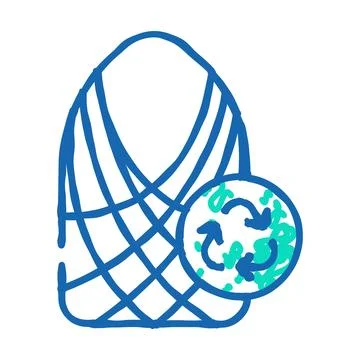 String bag zero waste icon doodle illustration Stock Illustration