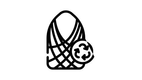 String bag zero waste line icon animation Video stock 166532814