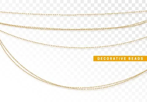 String beads realistic isolated. Decorative design element golden bead Illustrazione stock