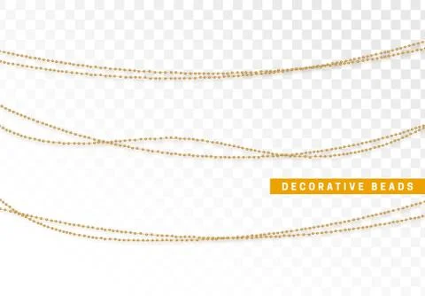 String beads realistic isolated. Decorative design element golden bead Stock Illustration