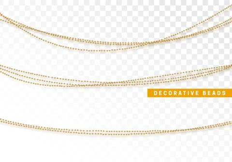String beads realistic isolated. Decorative design element golden bead Stock Illustration