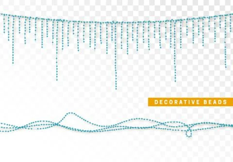 String beads realistic isolated. Decorative design element blue bead Stock Illustration