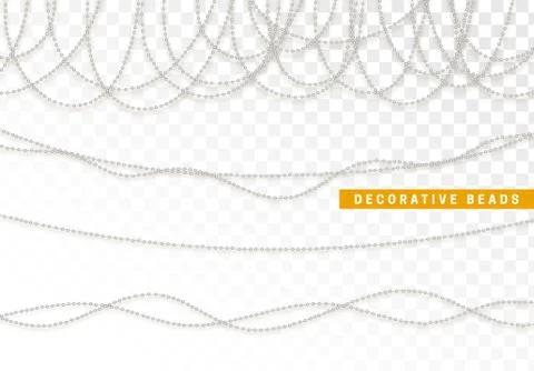String beads realistic isolated. Decorative design element bead Illustrazione stock