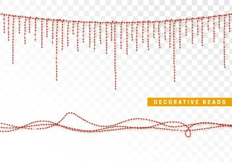 String beads realistic isolated. Decorative design element red bead Stock Illustration