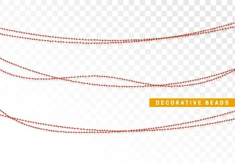 String beads realistic isolated. Decorative design element red bead Stock Illustration