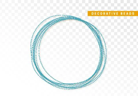 String beads realistic isolated. Decorative design element blue bead Illustrazione stock