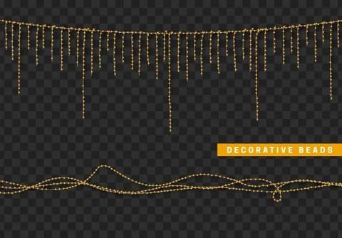 String beads realistic isolated. Decorative design element golden bead Stockillustratie