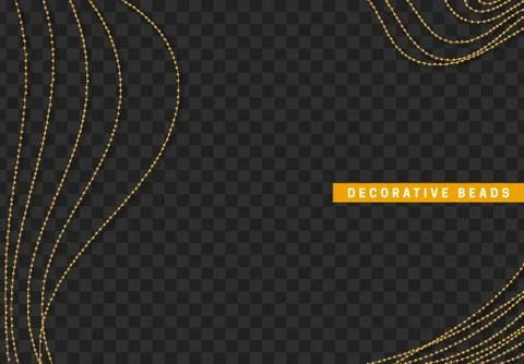 String beads realistic isolated. Decorative design element golden bead Stock Illustration
