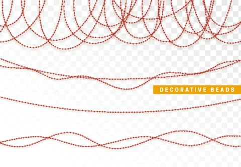 String beads realistic isolated. Decorative design element red bead Stock Illustration