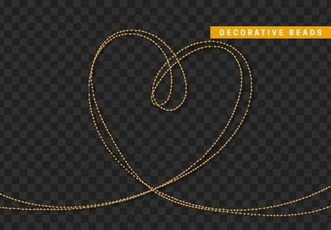 String beads realistic isolated. Decorative design element golden bead Stockillustratie