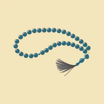 String of beads used by Muslims to keep track of counting in tasbih Stock Illustration