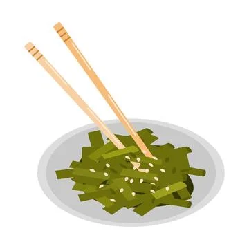 String beans with sesame seeds bamboo sticks Stock Illustration