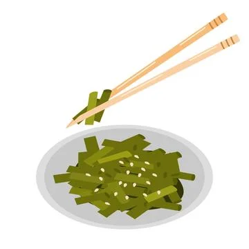 String beans with sesame seeds on sticks Stock Illustration