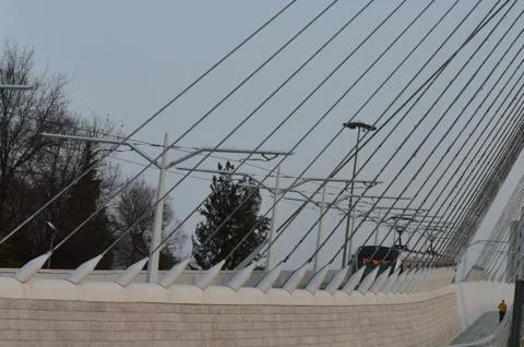 String bridge in Jerusalem Jerusalem bridge tram Stock Photos