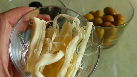 String cheese, varieties of cheese made in turkey, string cheese, Stock Footage 104618936
