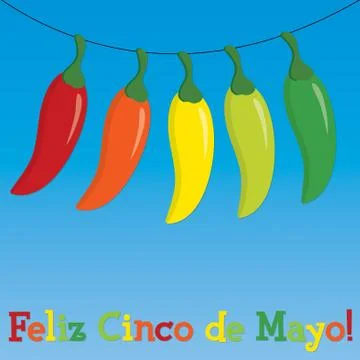 String of chill pepper greeting card in vector format. Stock Illustration