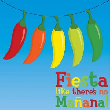 String of chill pepper greeting card in vector format. Stock Illustration